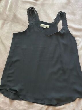 LOFT Black Lace-Trim V-Neck Camisole